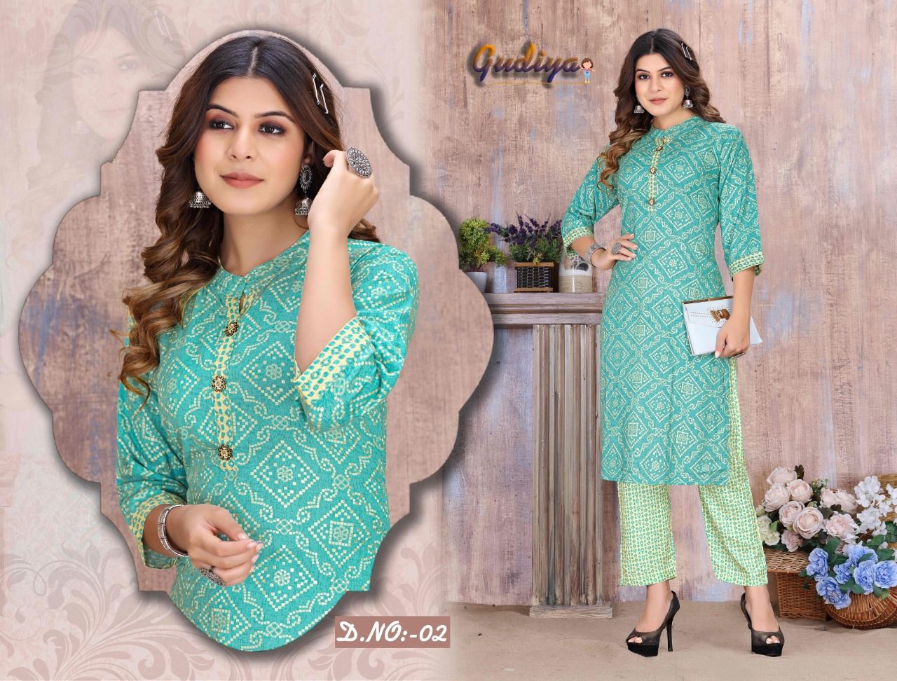 Ft Gudiya Casual Wear Wholesale Printed Kurti With Bottom
